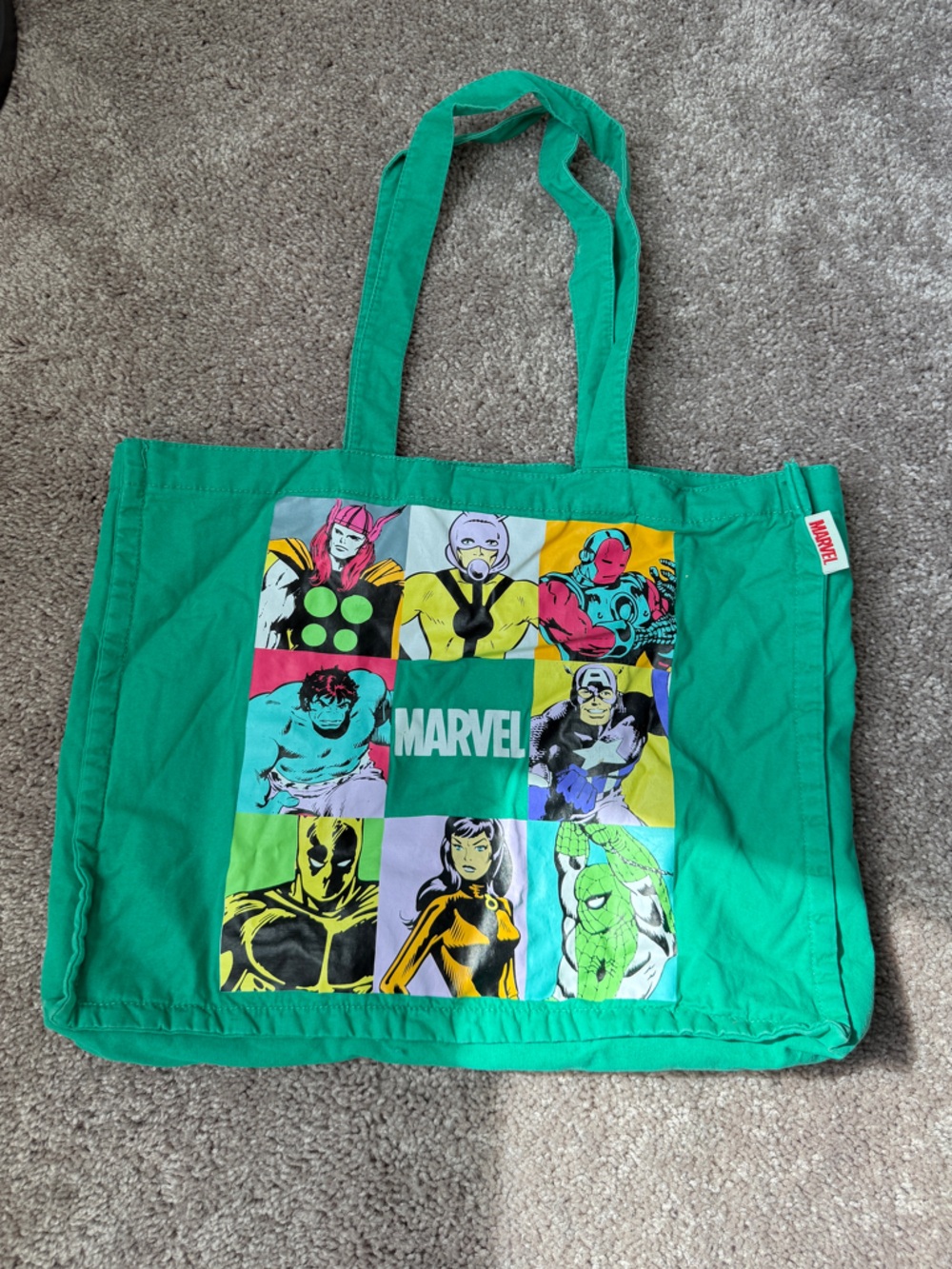 Zara x Marvel Heroes greet cotton reusable Kids Tote pool swim beach Bag